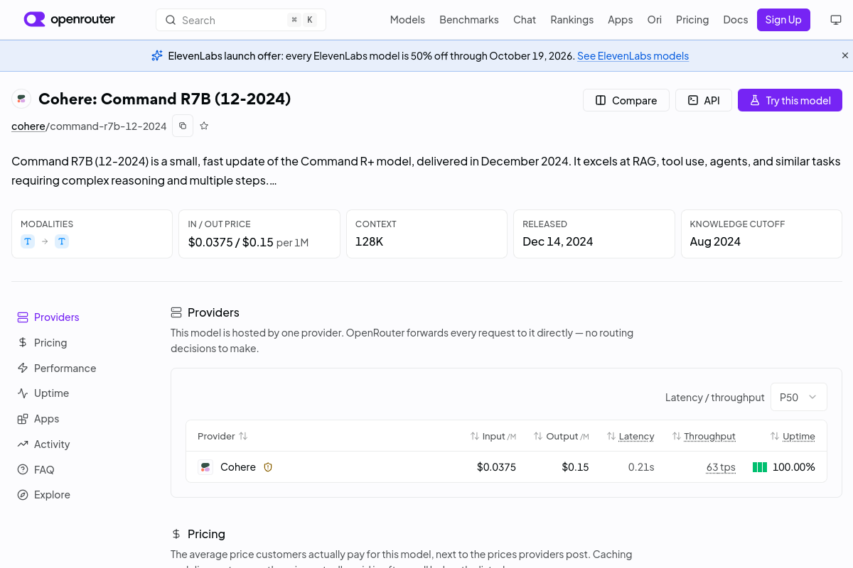 Cohere: Command R7B (12-2024) preview