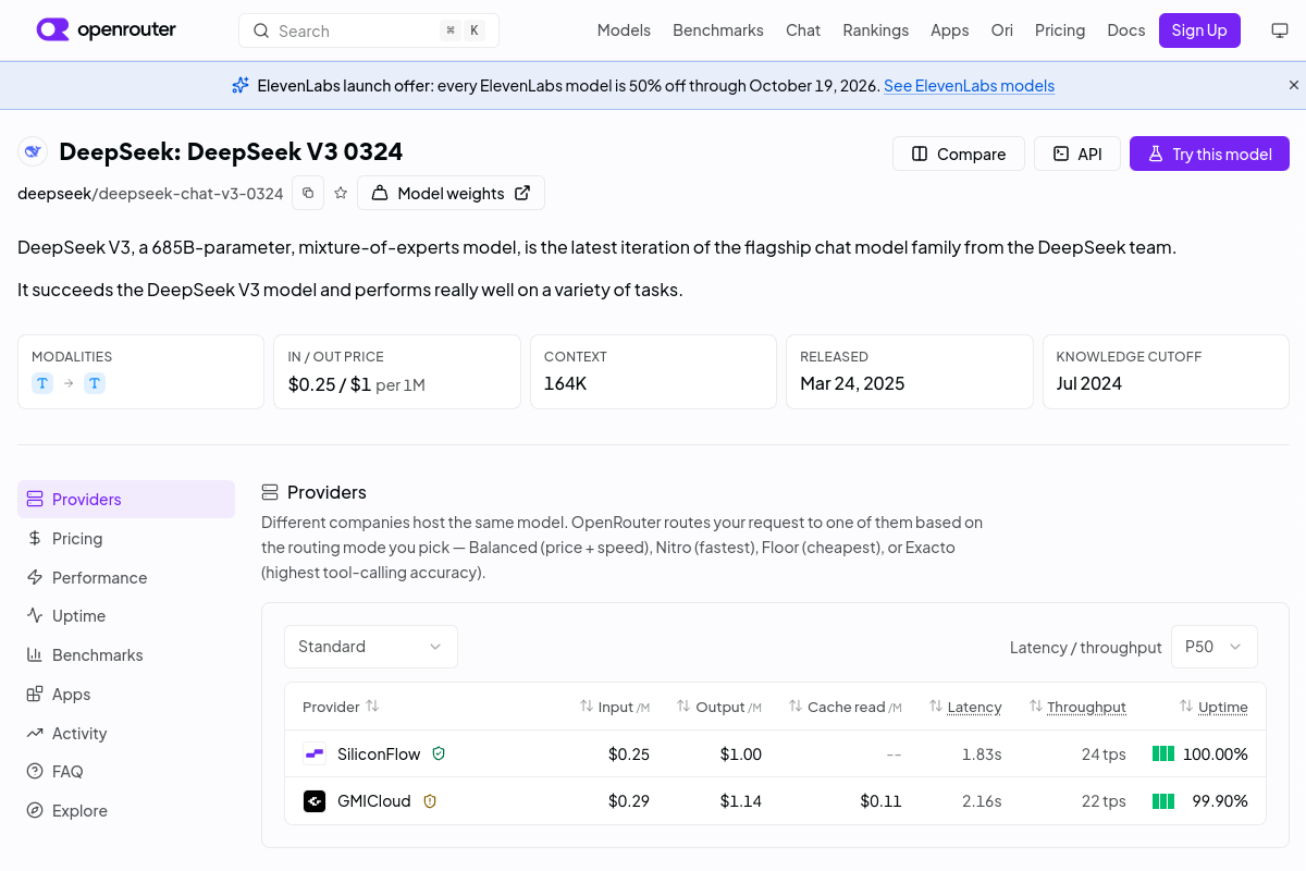 DeepSeek: DeepSeek V3 0324 preview
