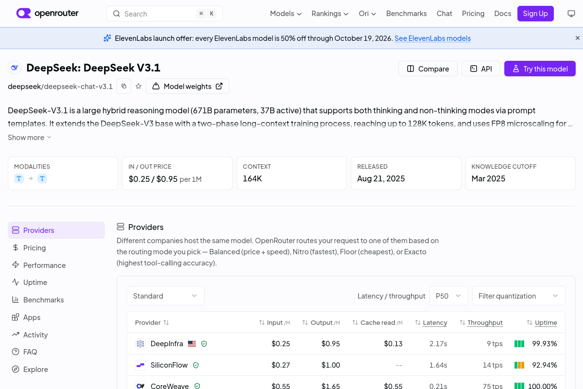 DeepSeek: DeepSeek V3.1 preview