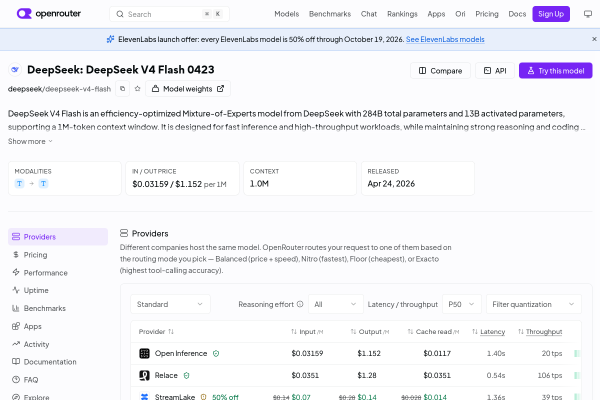 DeepSeek: DeepSeek V4 Flash preview