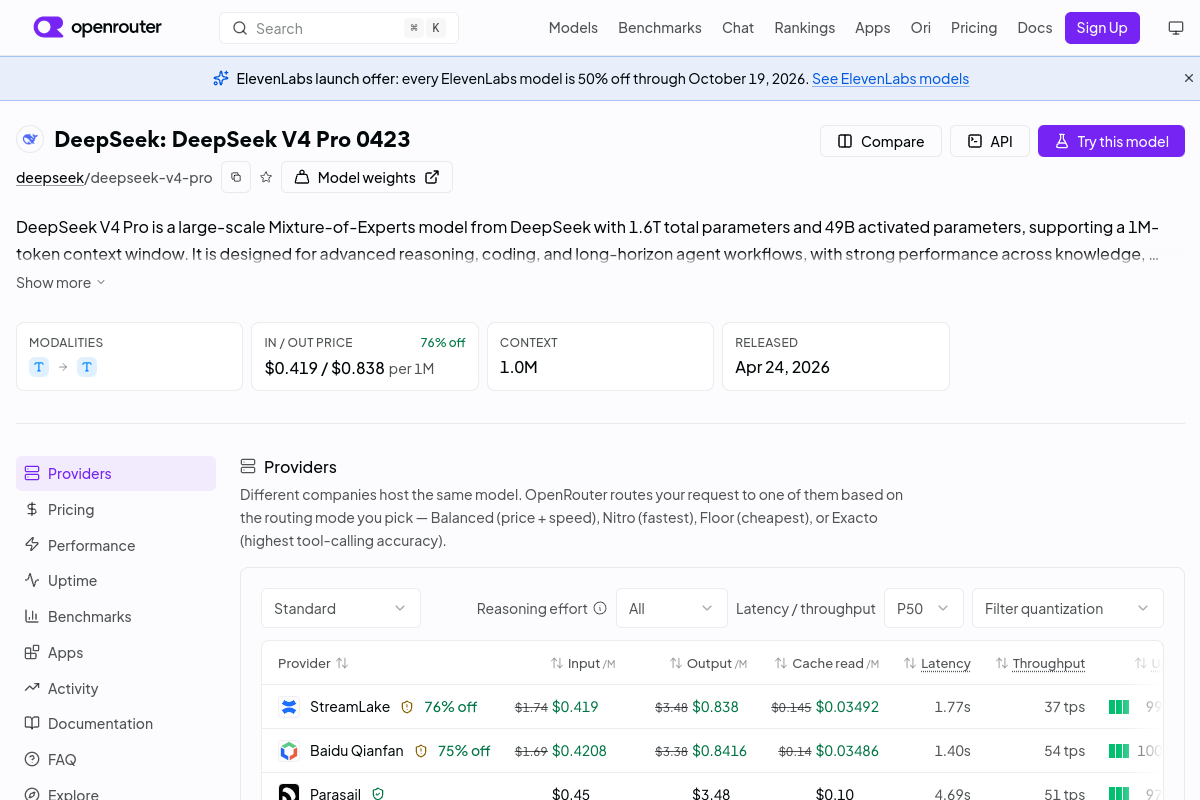 DeepSeek: DeepSeek V4 Pro preview