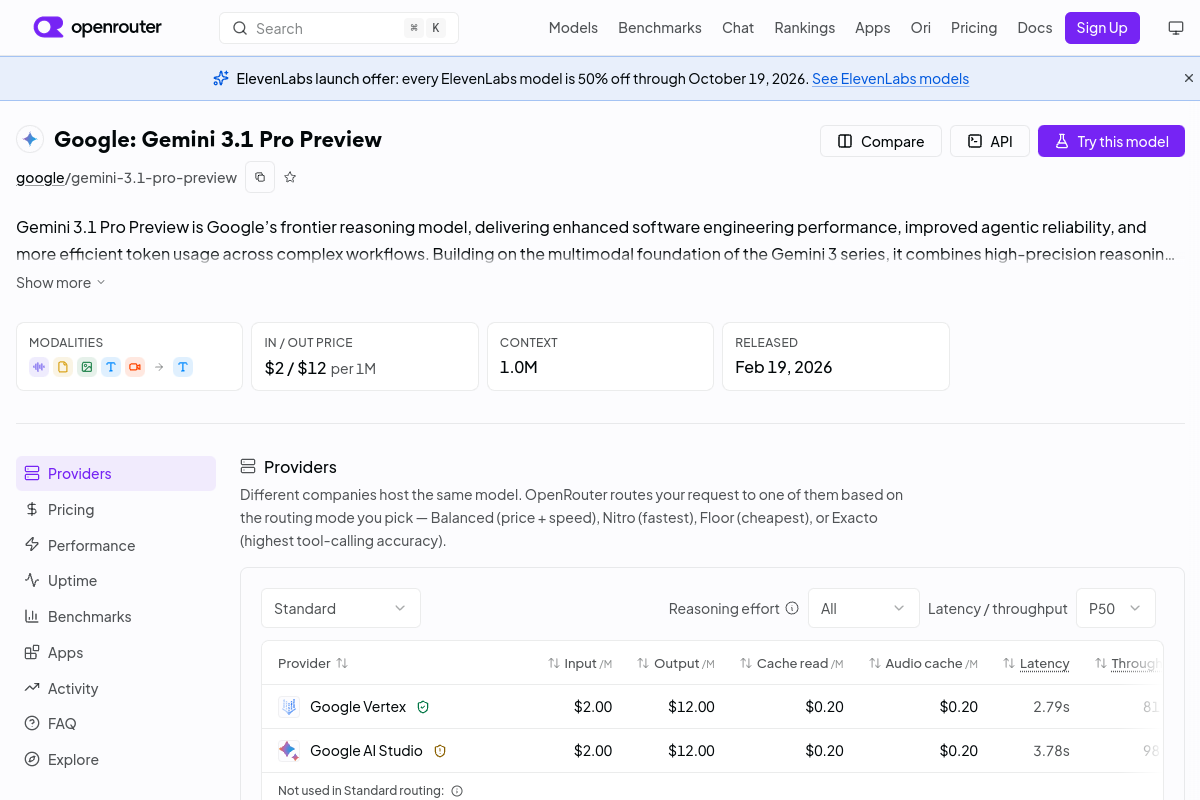 Google: Gemini 3.1 Pro Preview preview