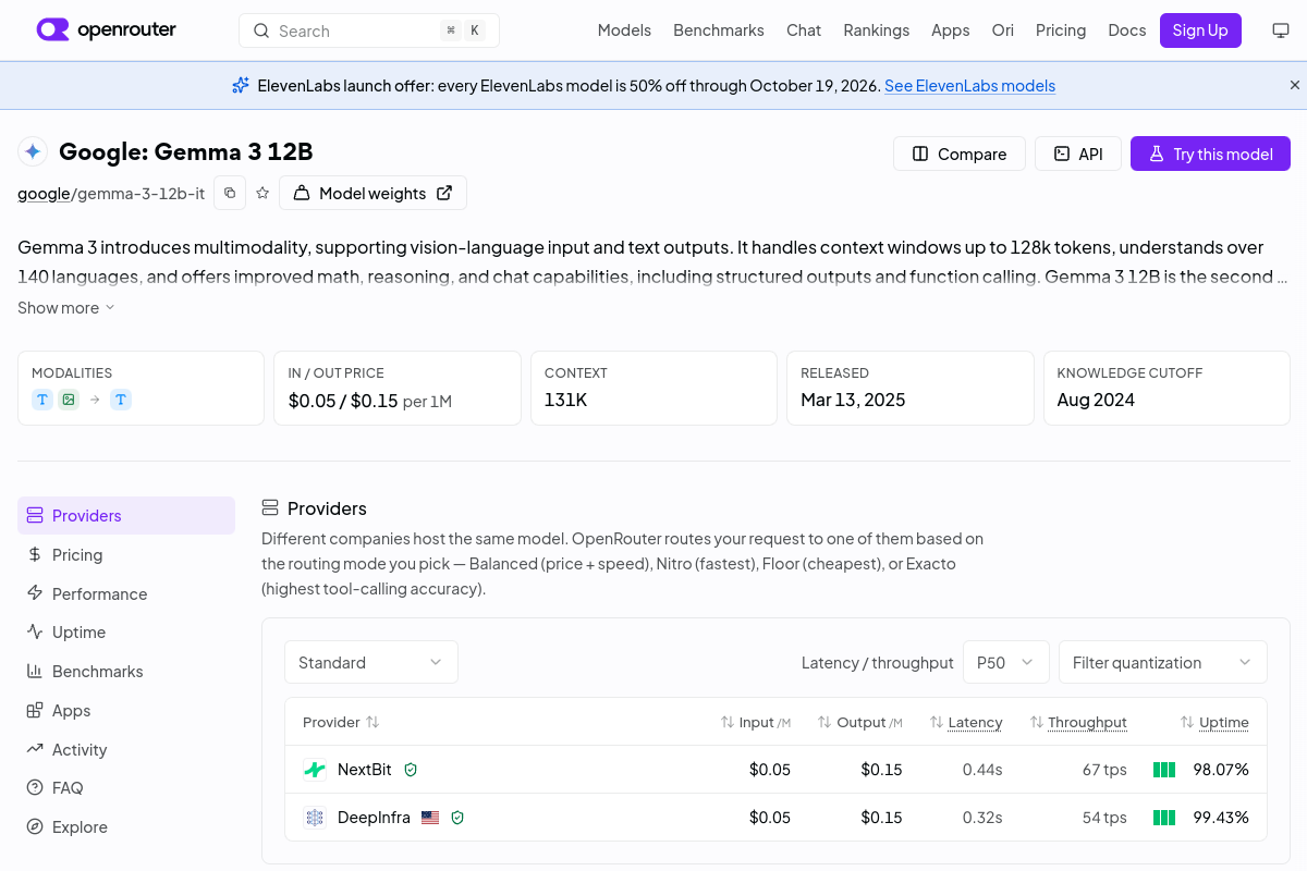 Google: Gemma 3 12B preview