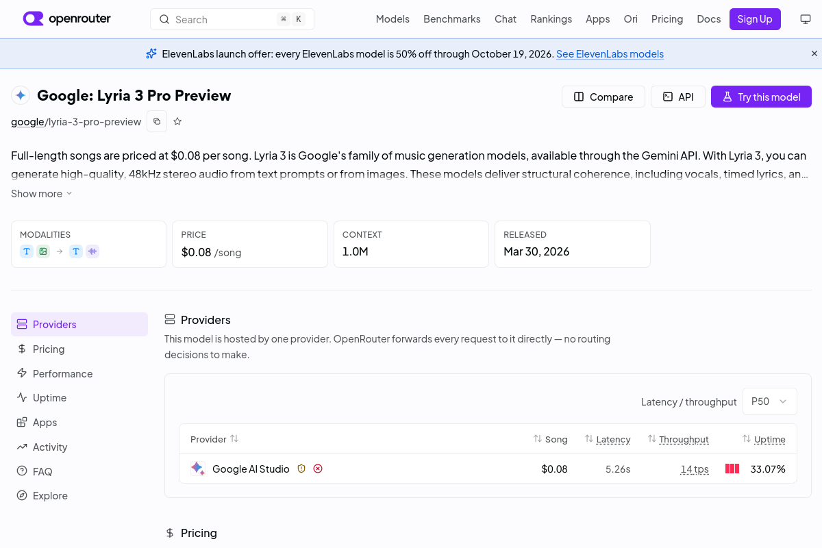 Google: Lyria 3 Pro Preview preview
