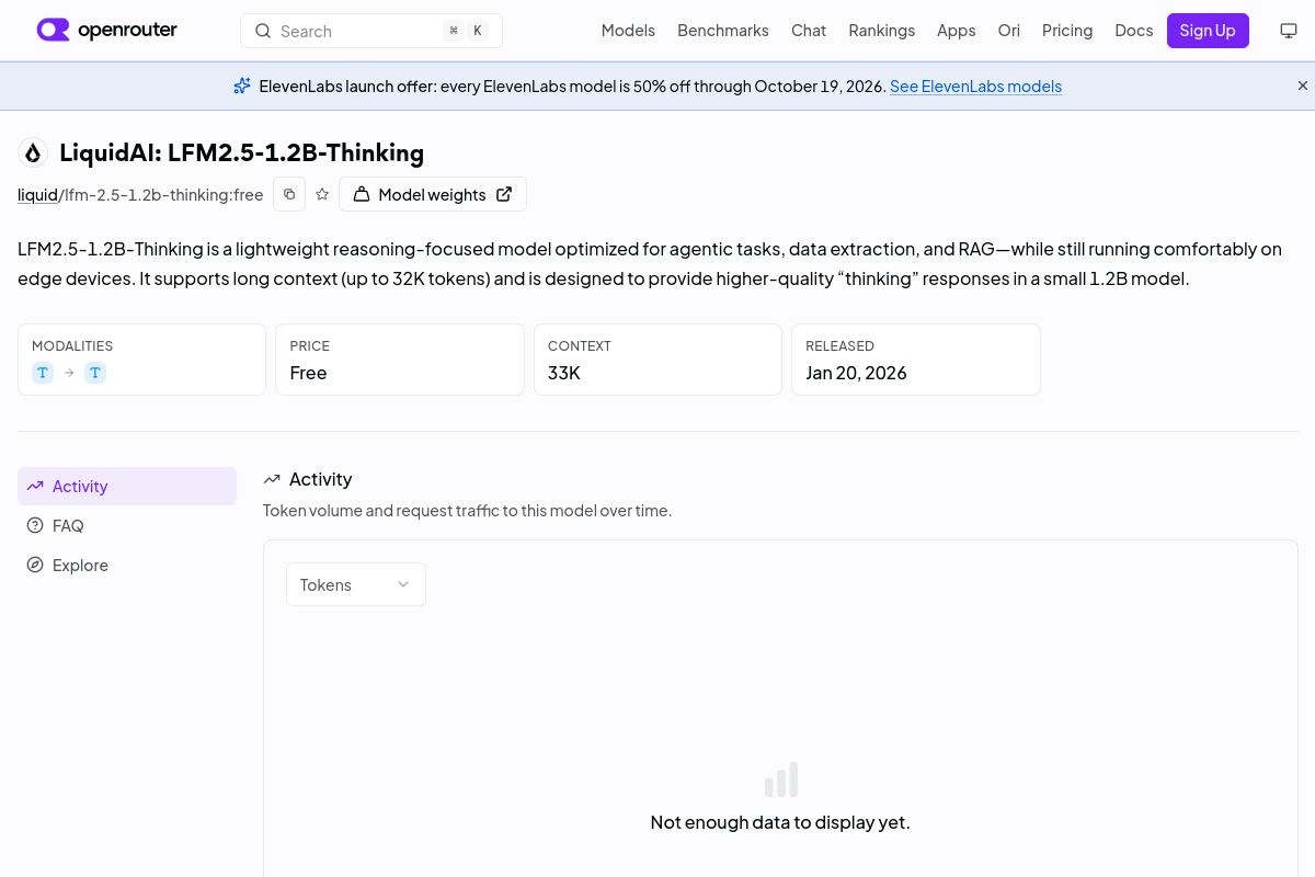 LiquidAI: LFM2.5-1.2B-Thinking (free) preview