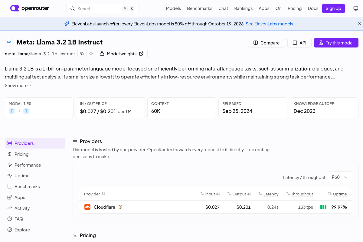 Meta: Llama 3.2 1B Instruct preview