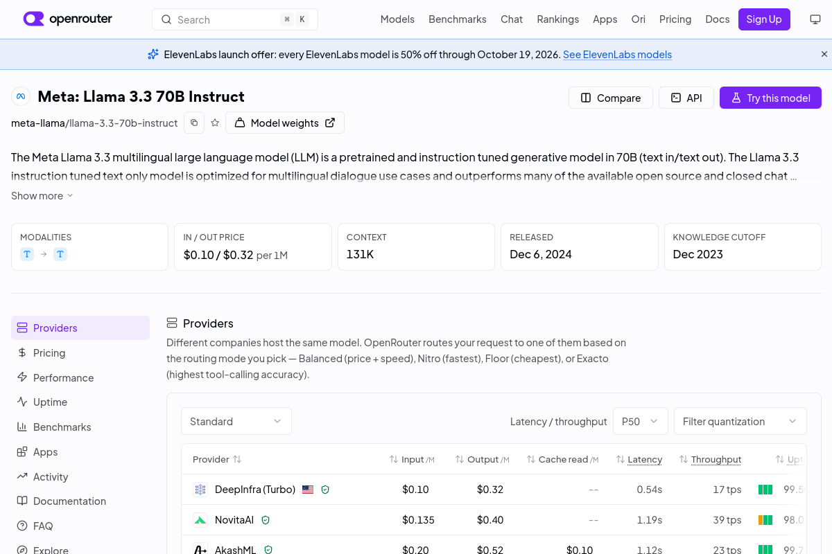 Meta: Llama 3.3 70B Instruct preview