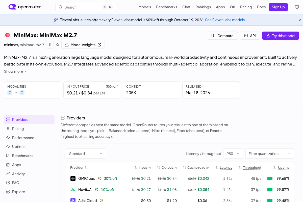 MiniMax: MiniMax M2.7 preview