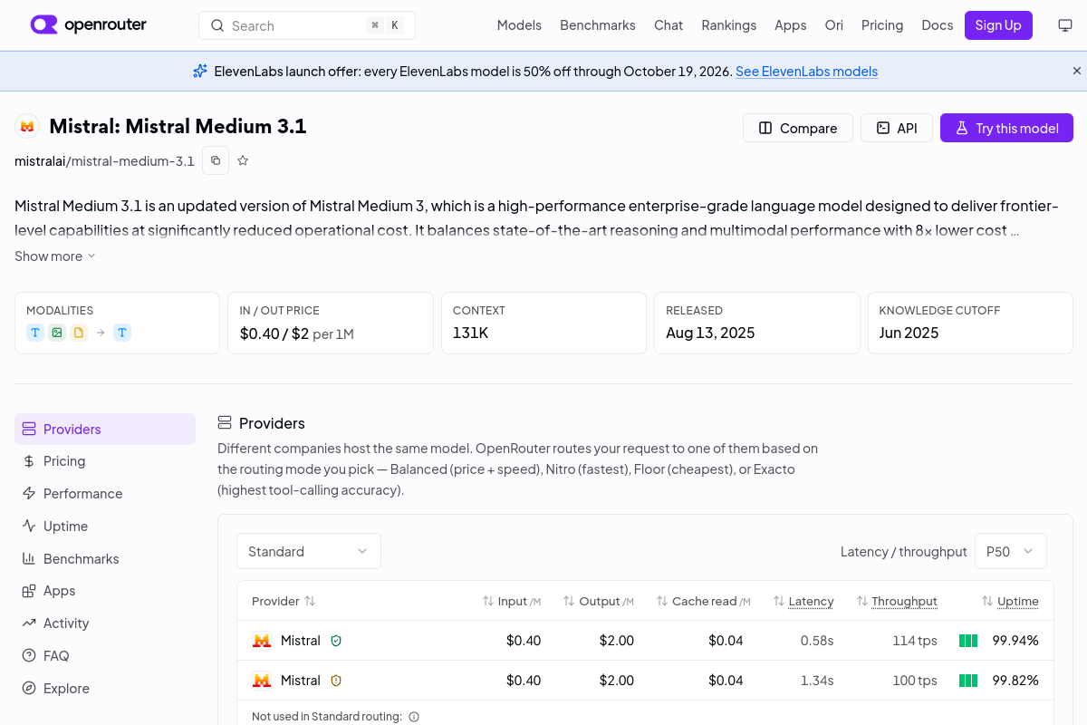 Mistral: Mistral Medium 3.1 preview