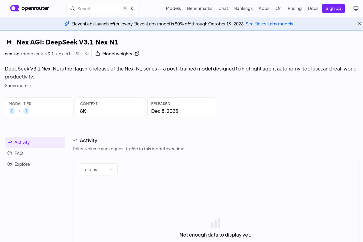 Nex AGI: DeepSeek V3.1 Nex N1 preview