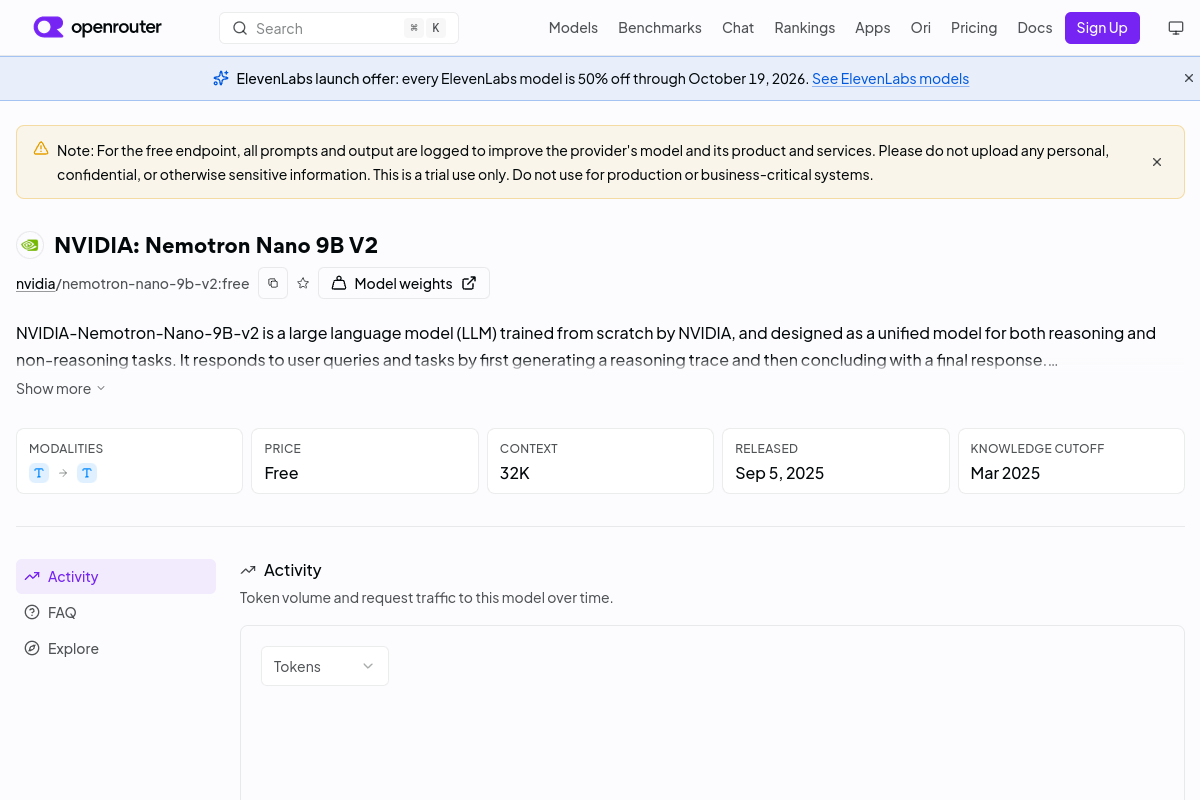 NVIDIA: Nemotron Nano 9B V2 (free) preview