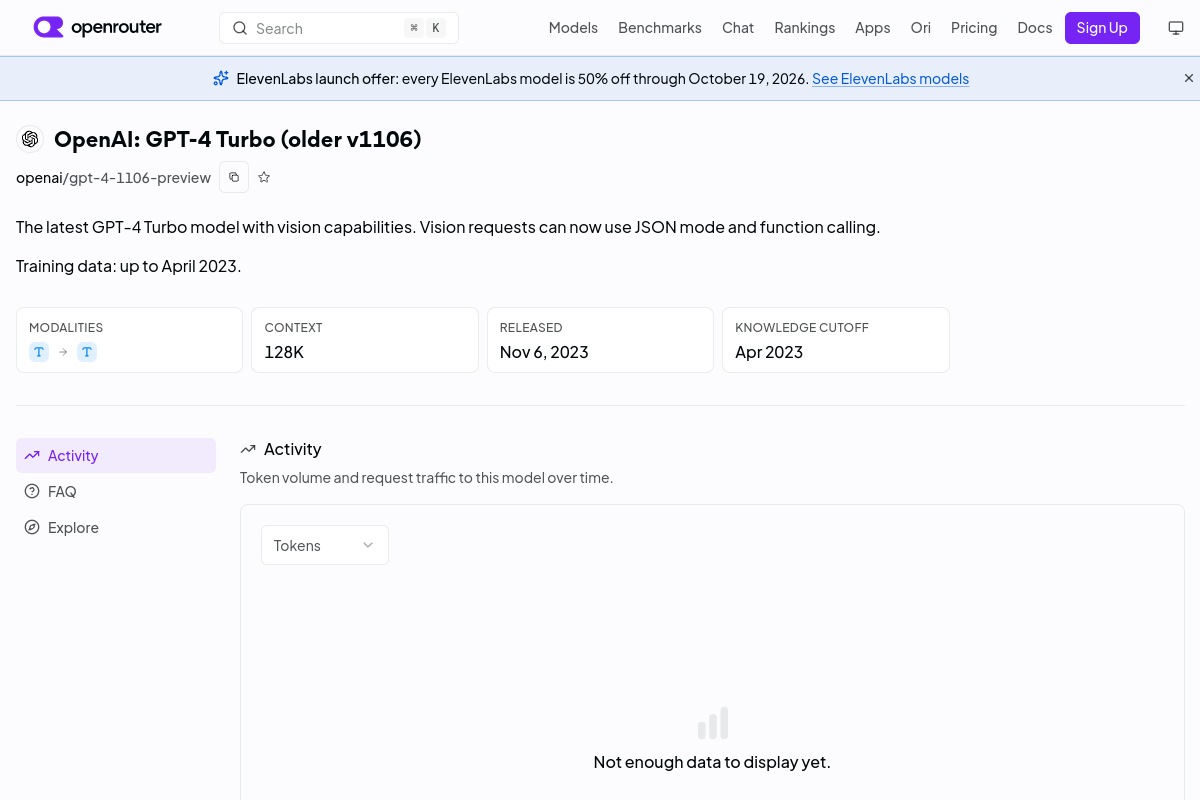 OpenAI: GPT-4 Turbo (older v1106) preview