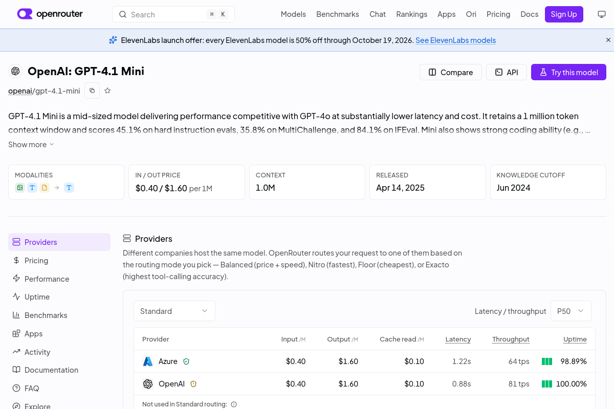 OpenAI: GPT-4.1 Mini preview