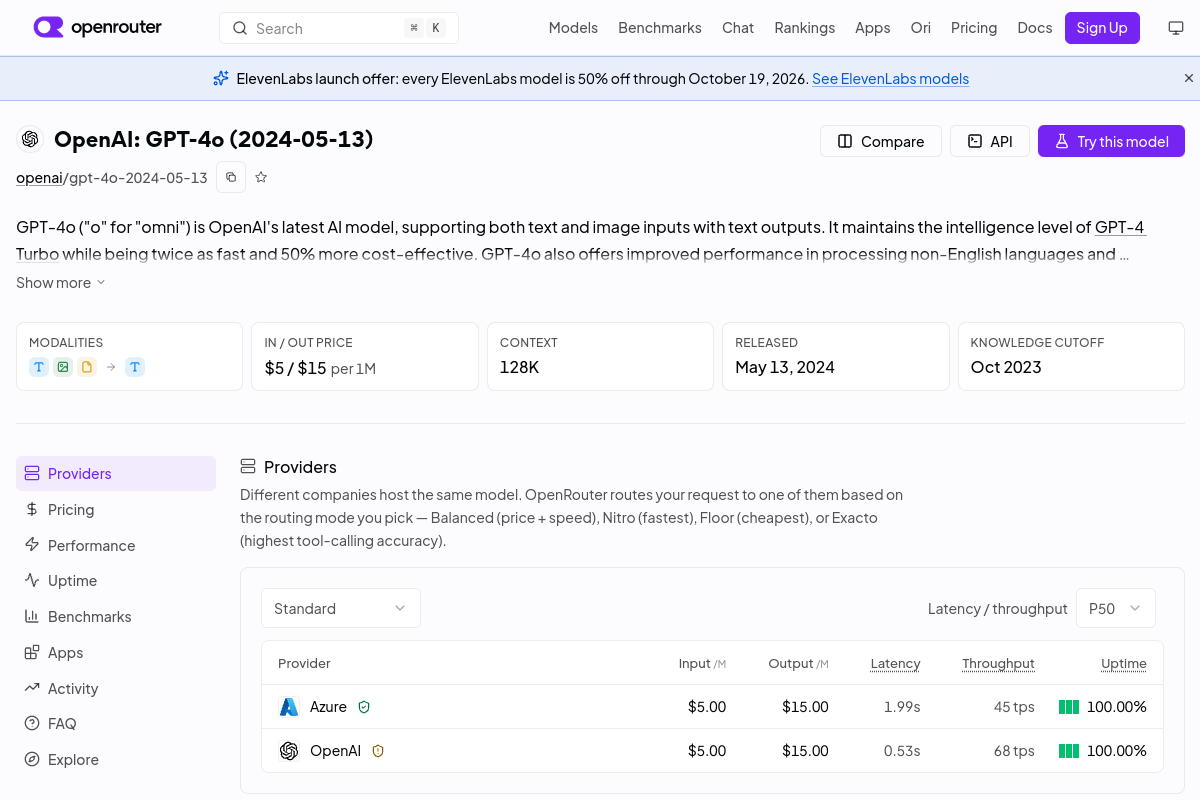 OpenAI: GPT-4o (2024-05-13) preview
