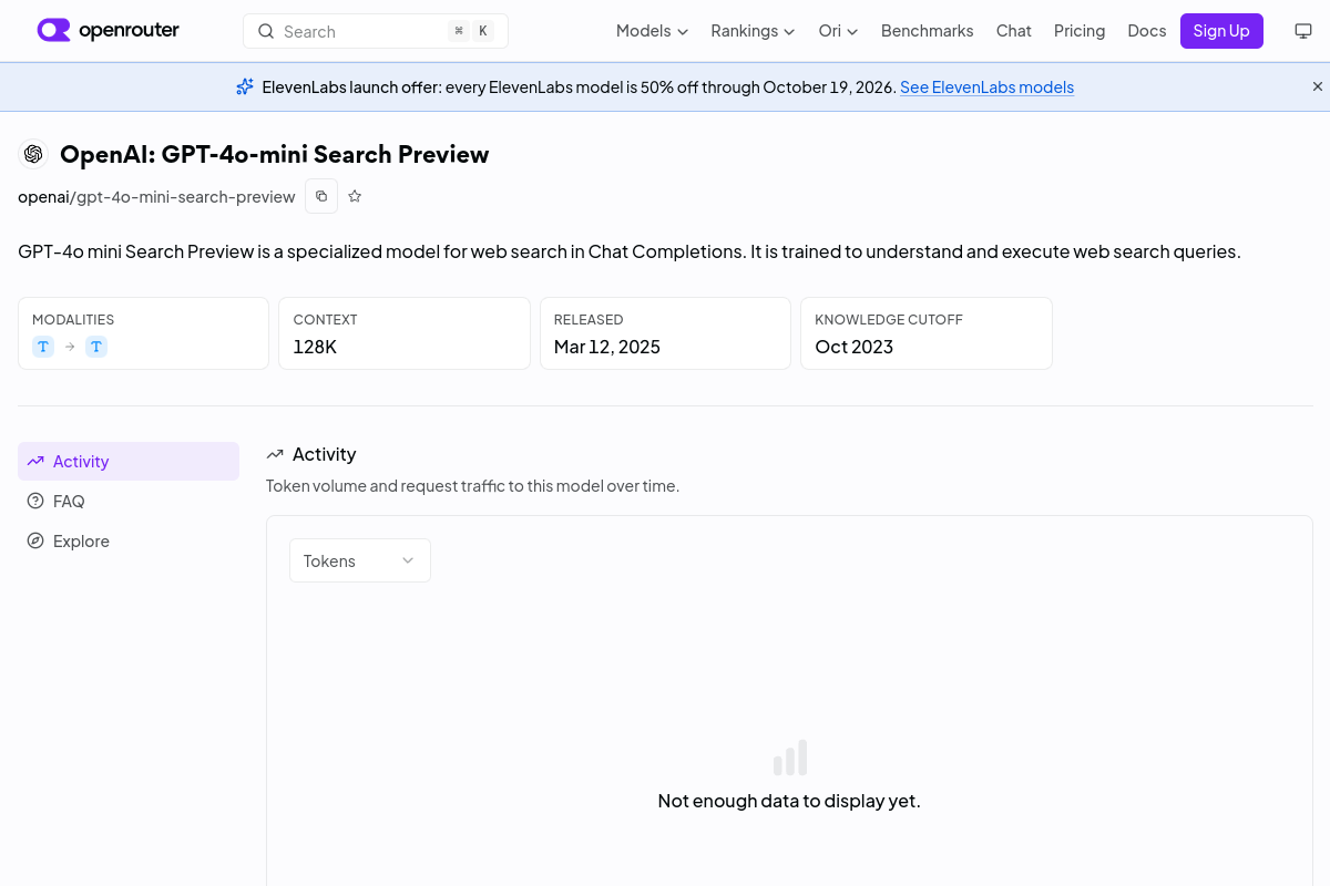 OpenAI: GPT-4o-mini Search Preview preview