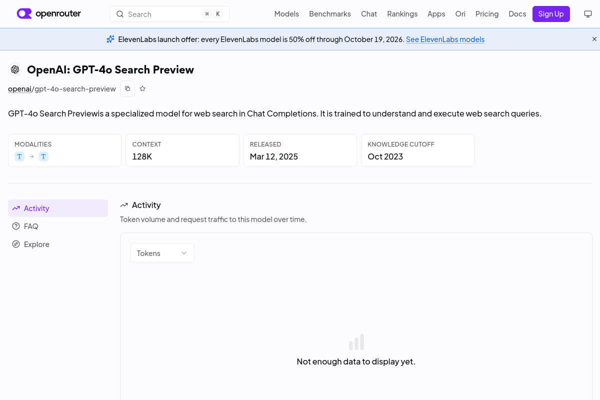 OpenAI: GPT-4o Search Preview preview
