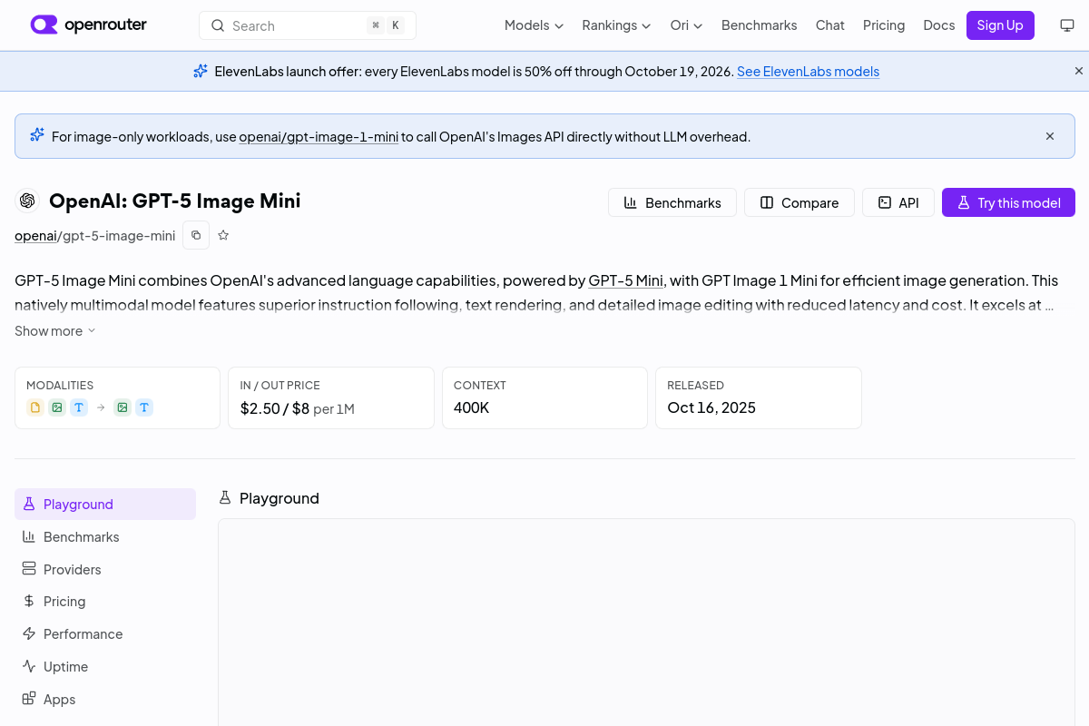 OpenAI: GPT-5 Image Mini preview
