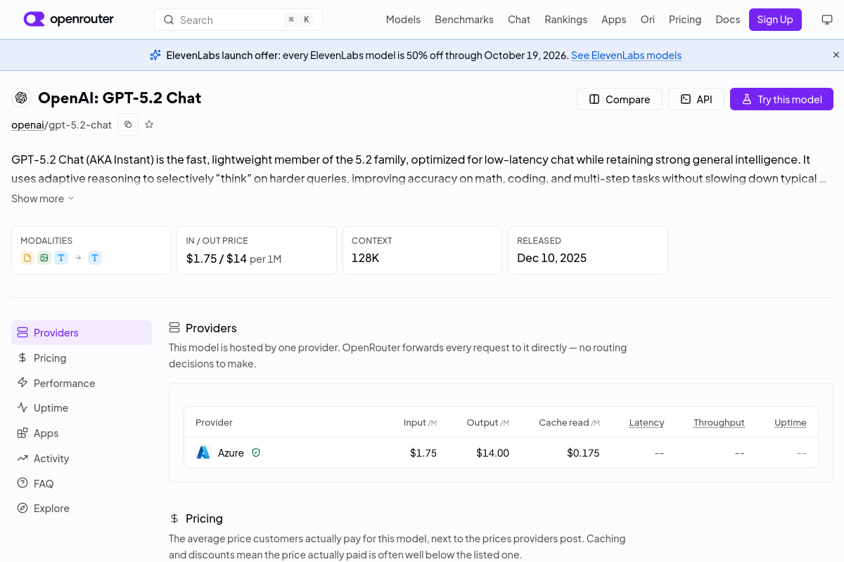 OpenAI: GPT-5.2 Chat preview