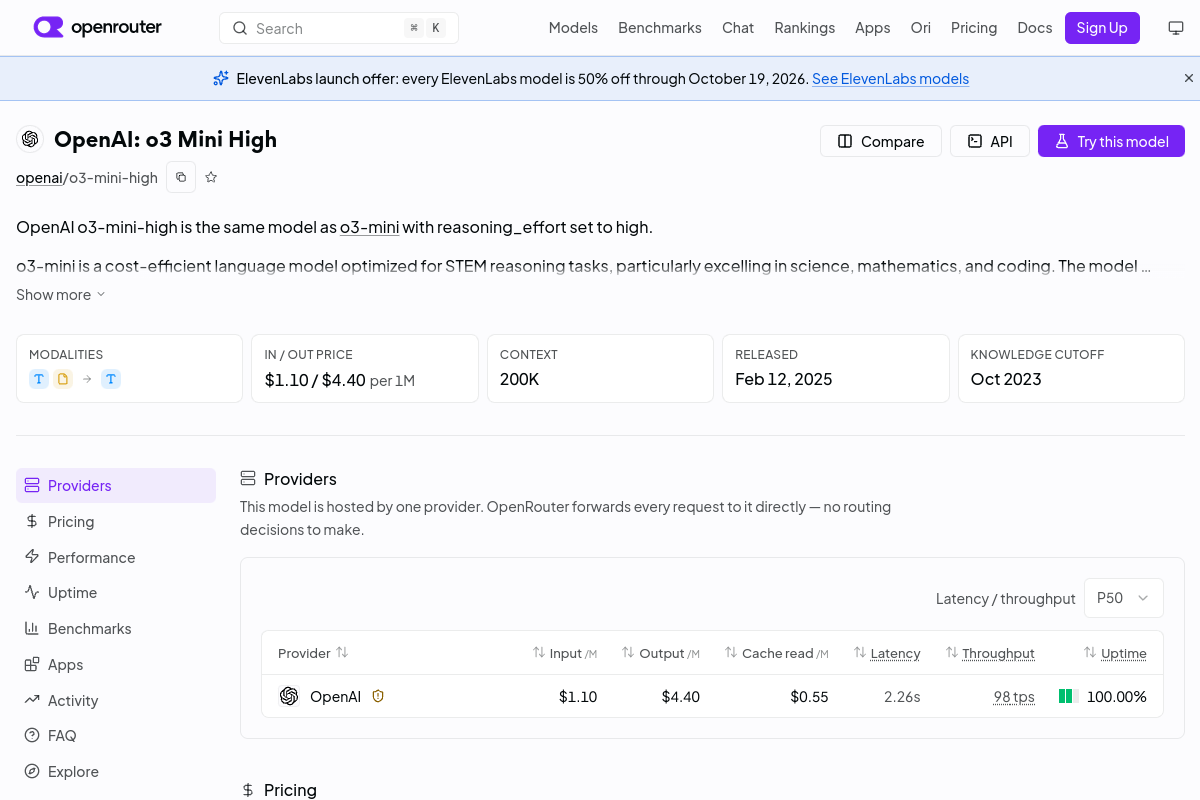 OpenAI: o3 Mini High preview