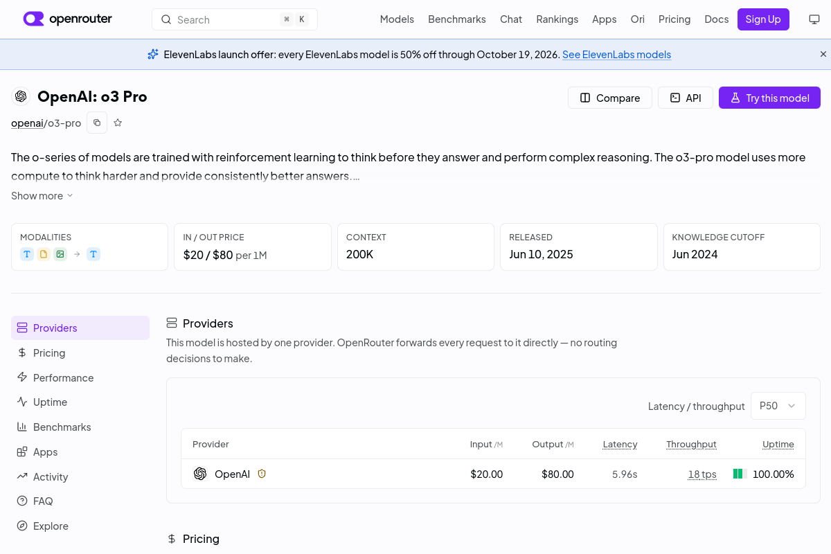 OpenAI: o3 Pro preview