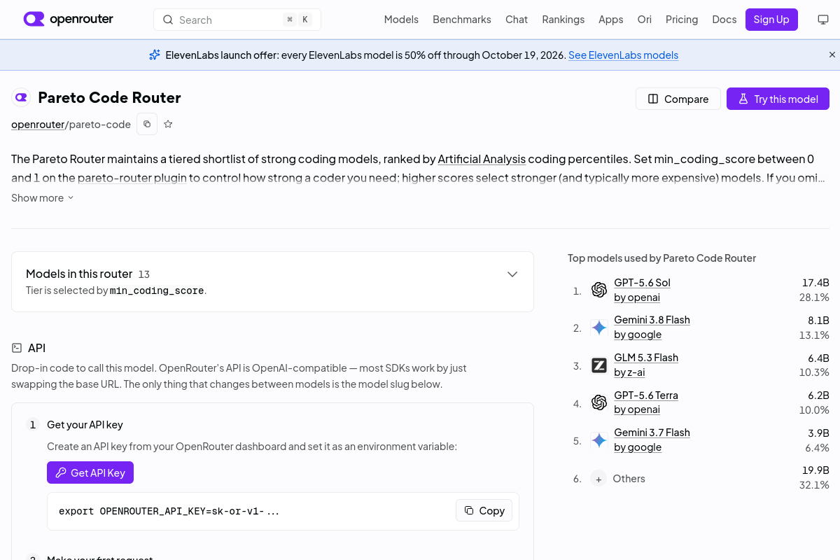 Pareto Code Router preview
