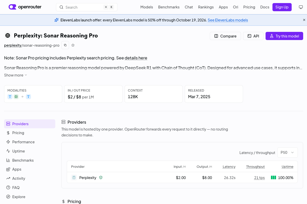 Perplexity: Sonar Reasoning Pro preview