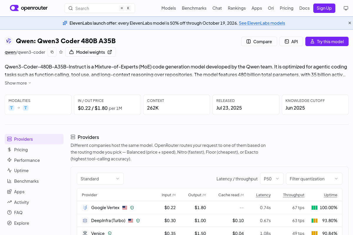 Qwen: Qwen3 Coder 480B A35B preview