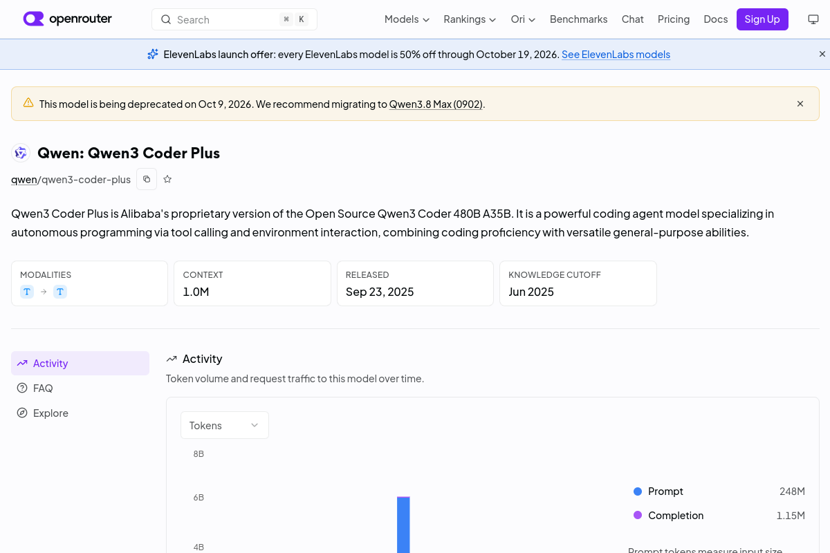 Qwen: Qwen3 Coder Plus preview