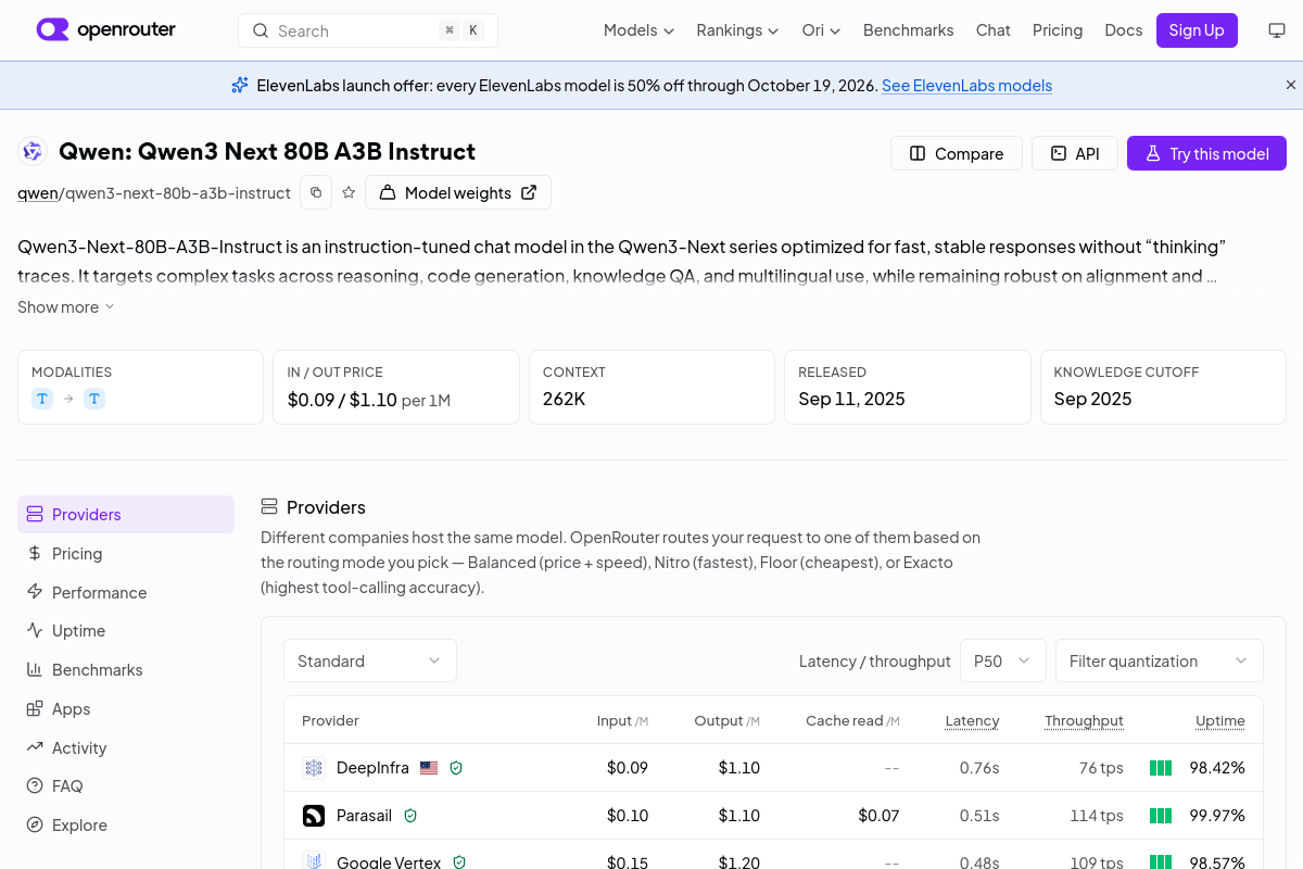 Qwen: Qwen3 Next 80B A3B Instruct preview