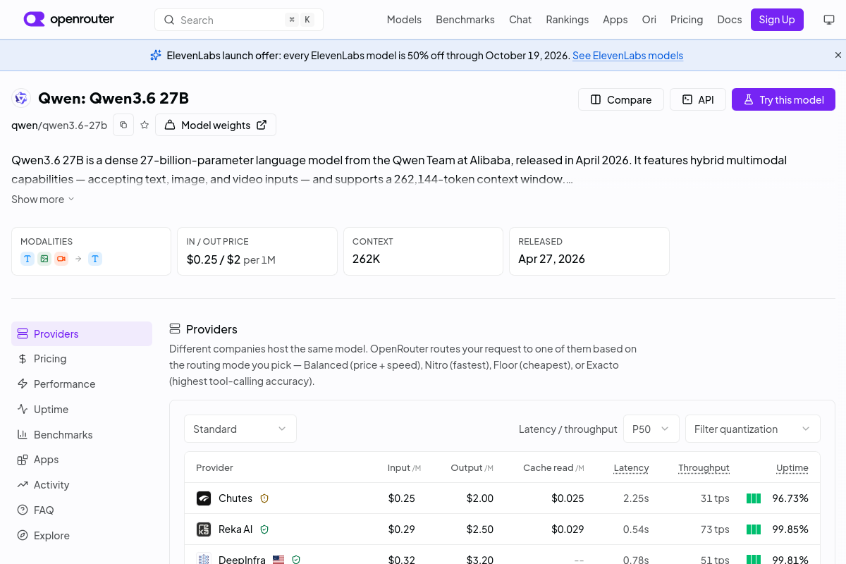 Qwen: Qwen3.6 27B preview