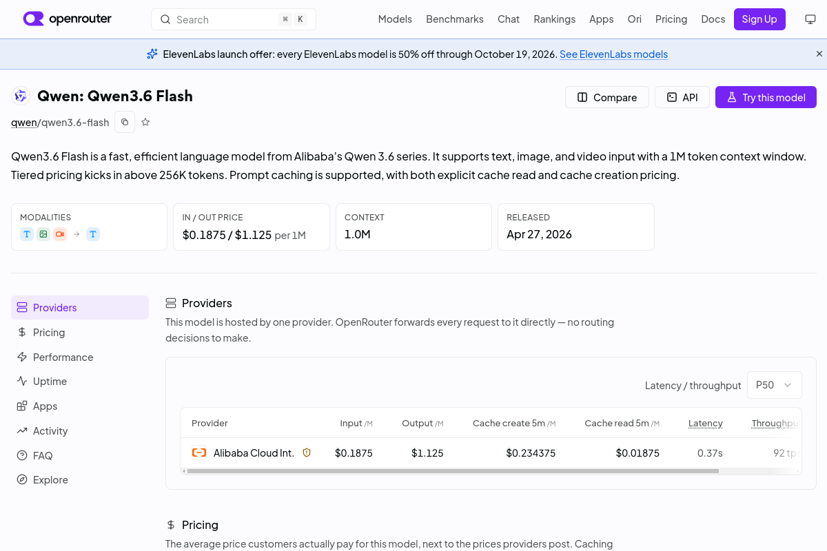 Qwen: Qwen3.6 Flash preview