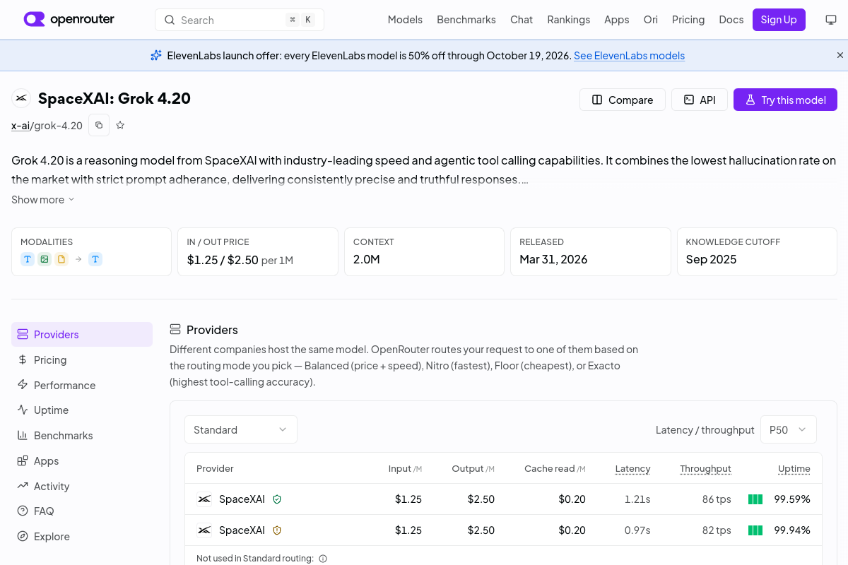 xAI: Grok 4.20 preview