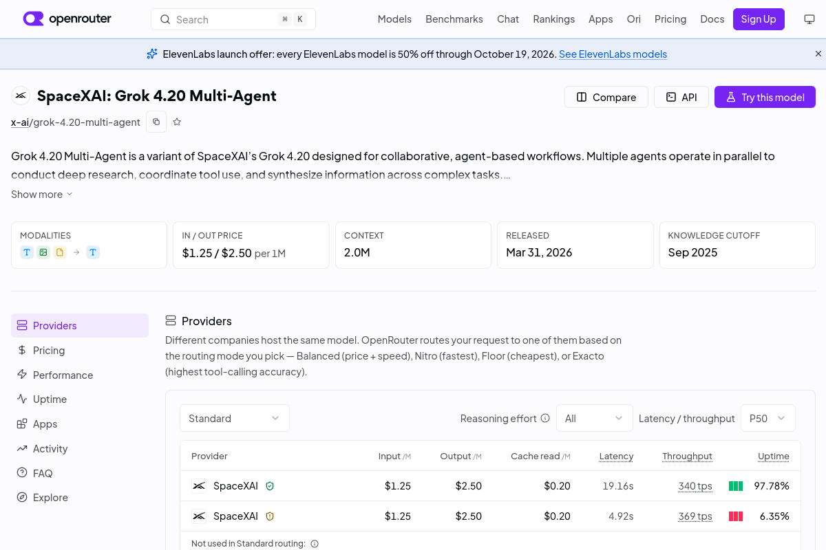 xAI: Grok 4.20 Multi-Agent preview