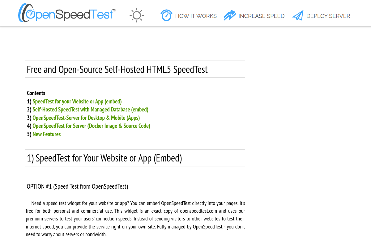 Screenshot of openspeedtest.com
