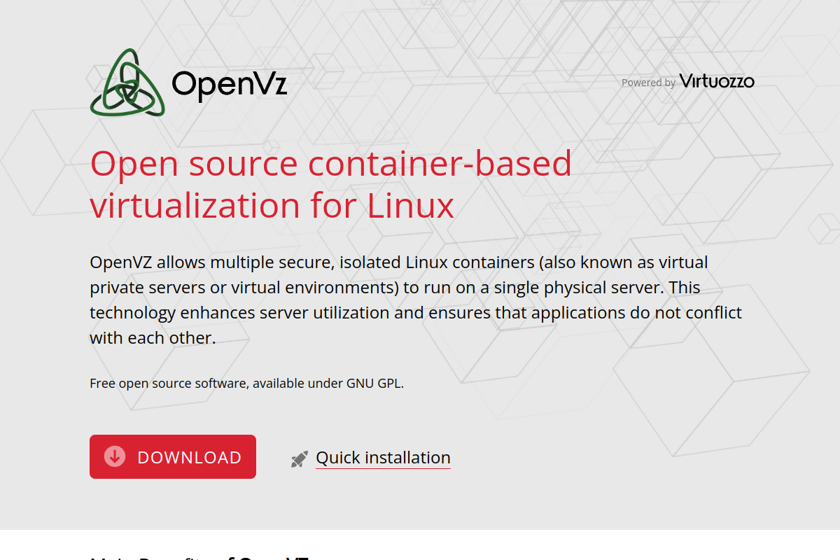 Screenshot of openvz.org