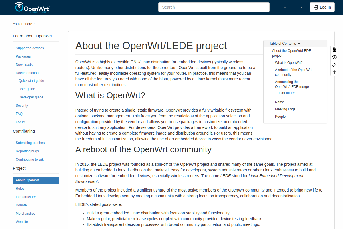 Screenshot of openwrt.org