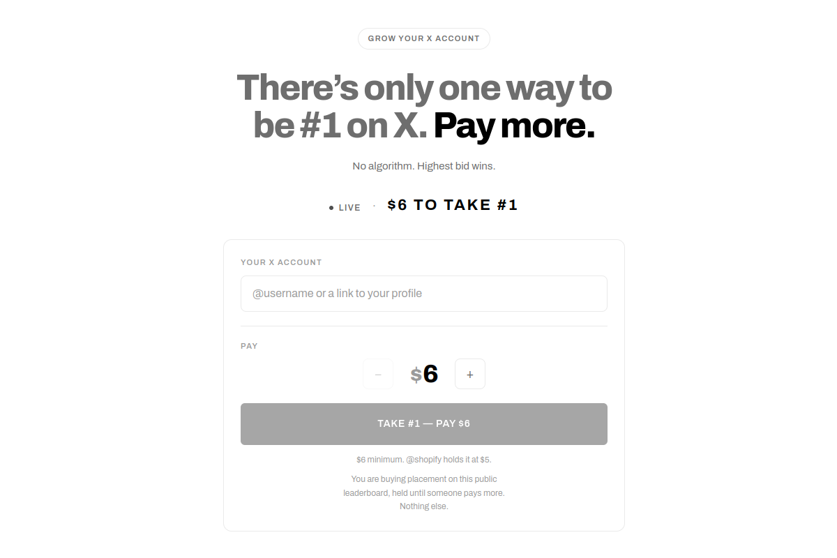 Pay to Be #1 website screenshot 1