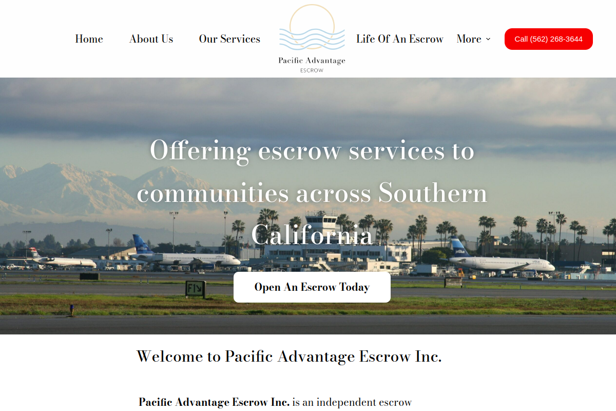 pacificadvantageescrow.com homepage preview