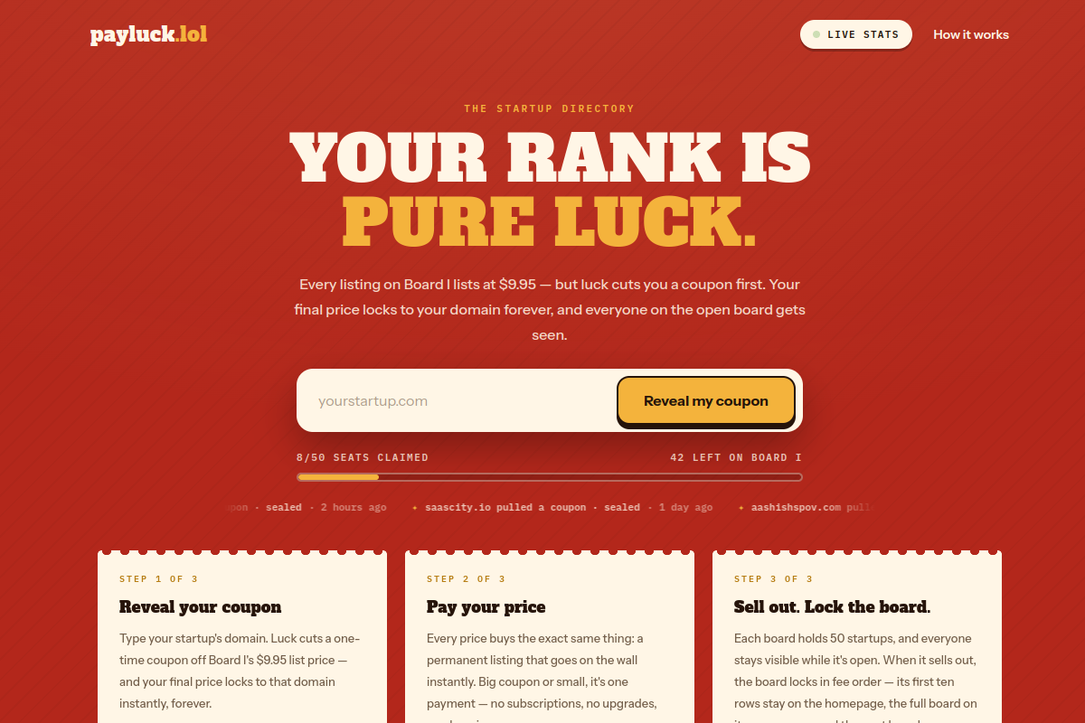 Payluck website screenshot 1
