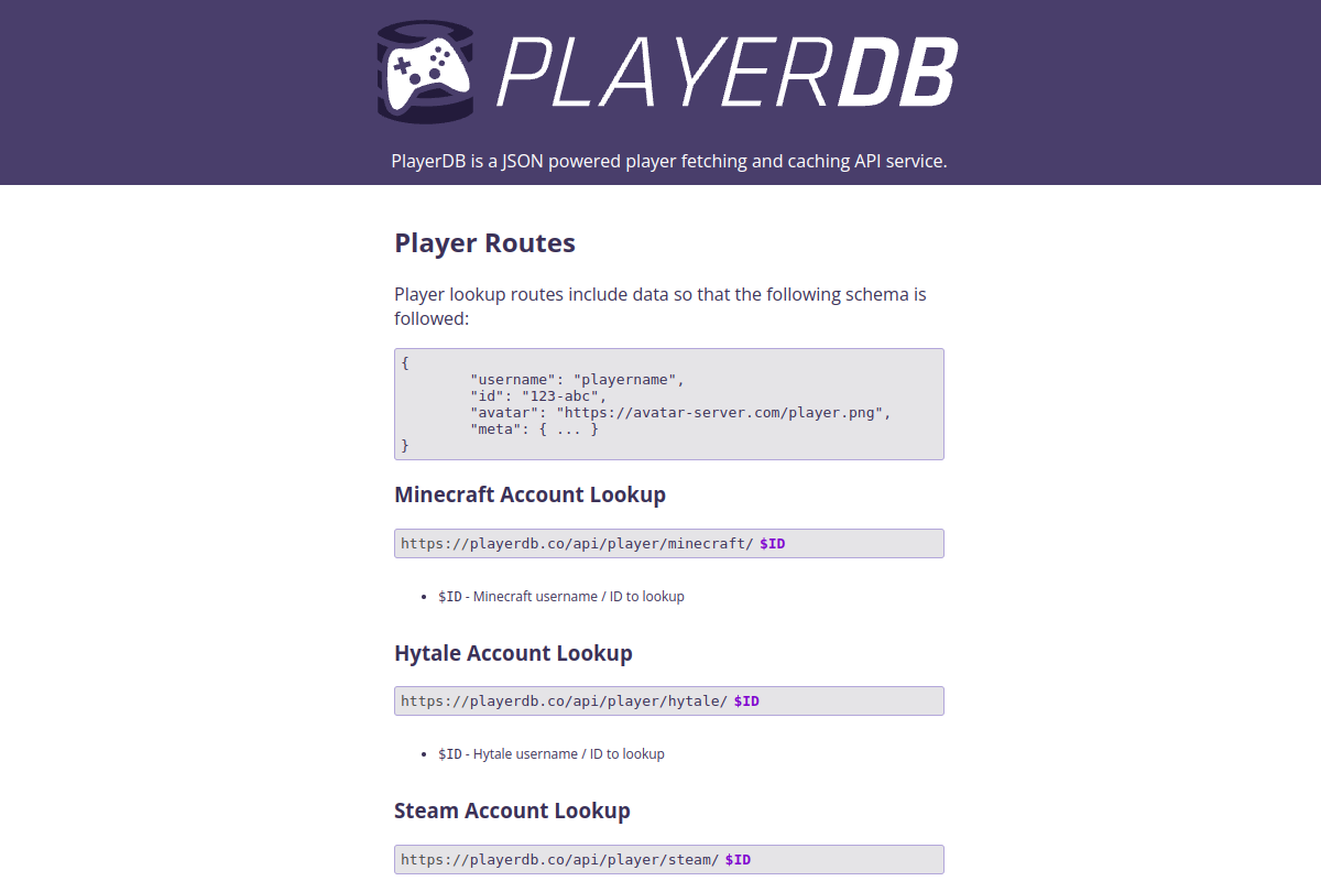 PlayerDB preview