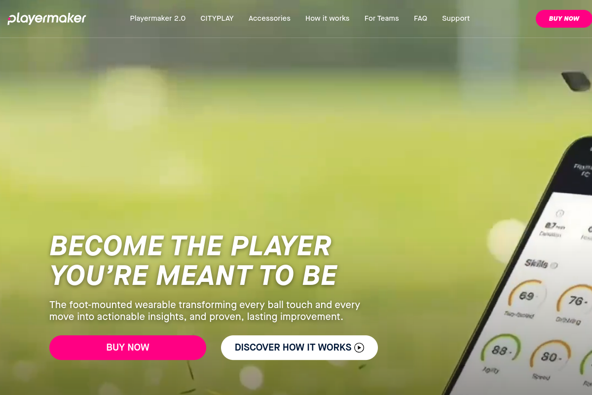 Playermaker website screenshot 1