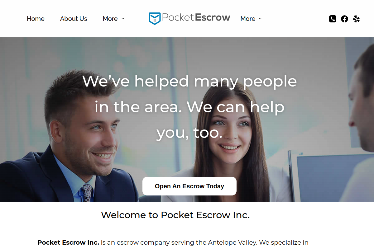pocketescrowinc.com homepage preview