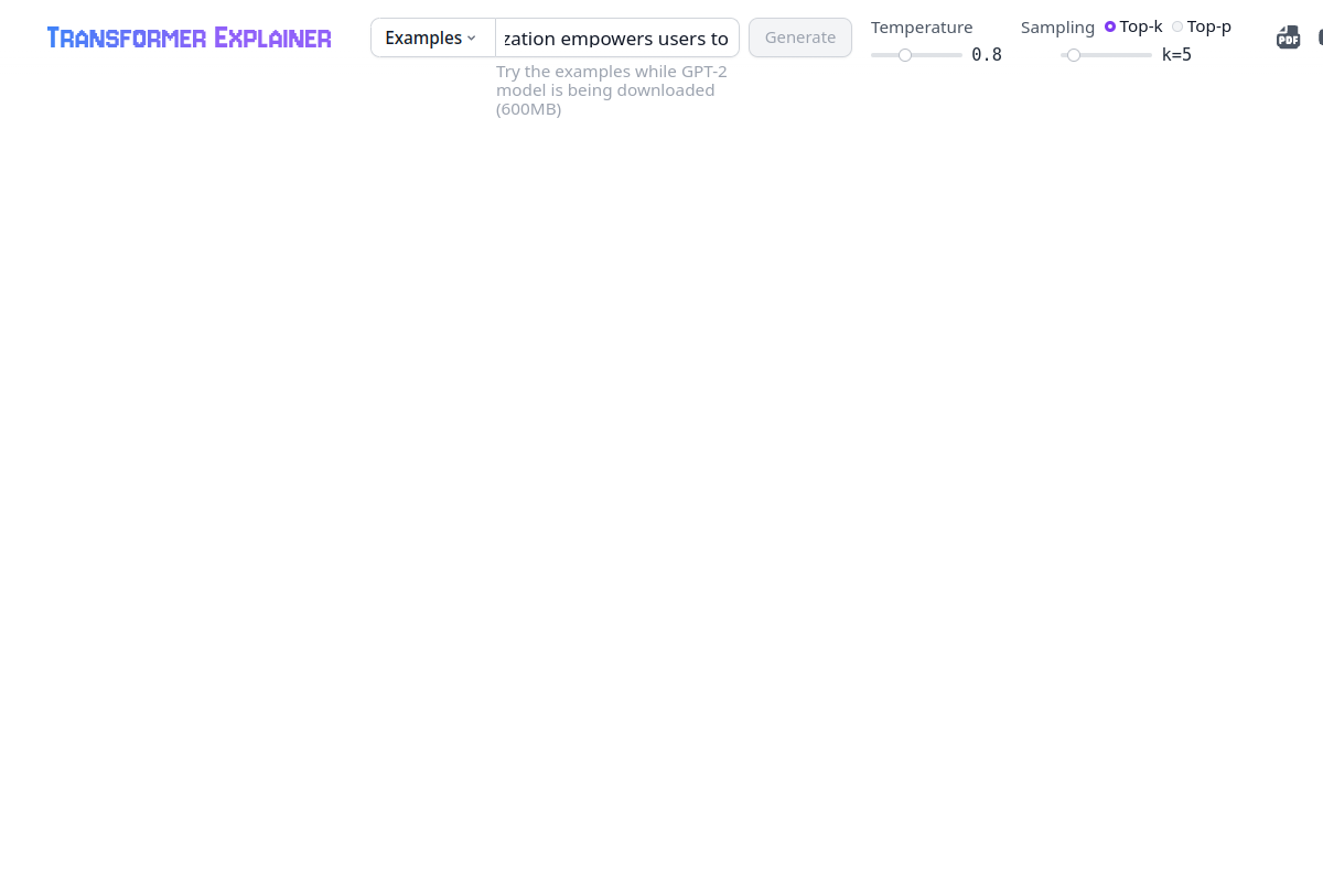 Transformer Explainer website screenshot 1