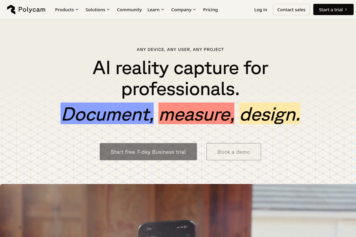 Polycam website screenshot 1
