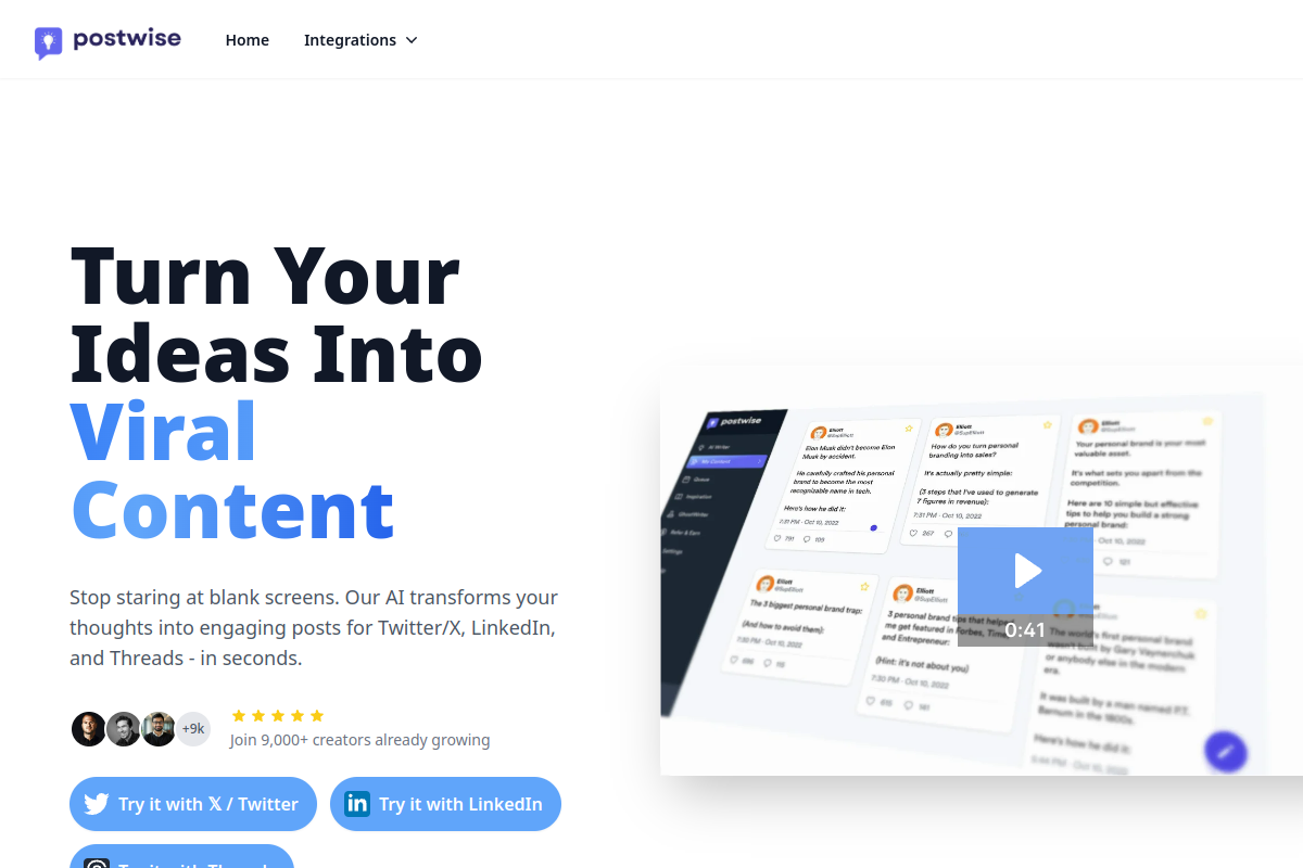 Postwise website screenshot 1