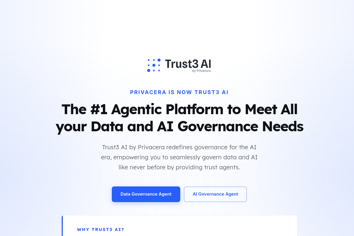 Trust3 AI by Privacera website screenshot 1