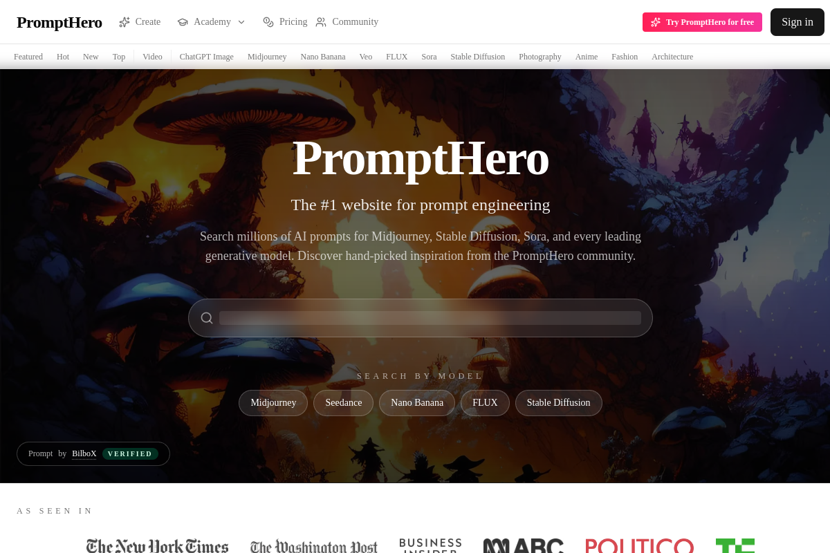 PromptHero website screenshot 1