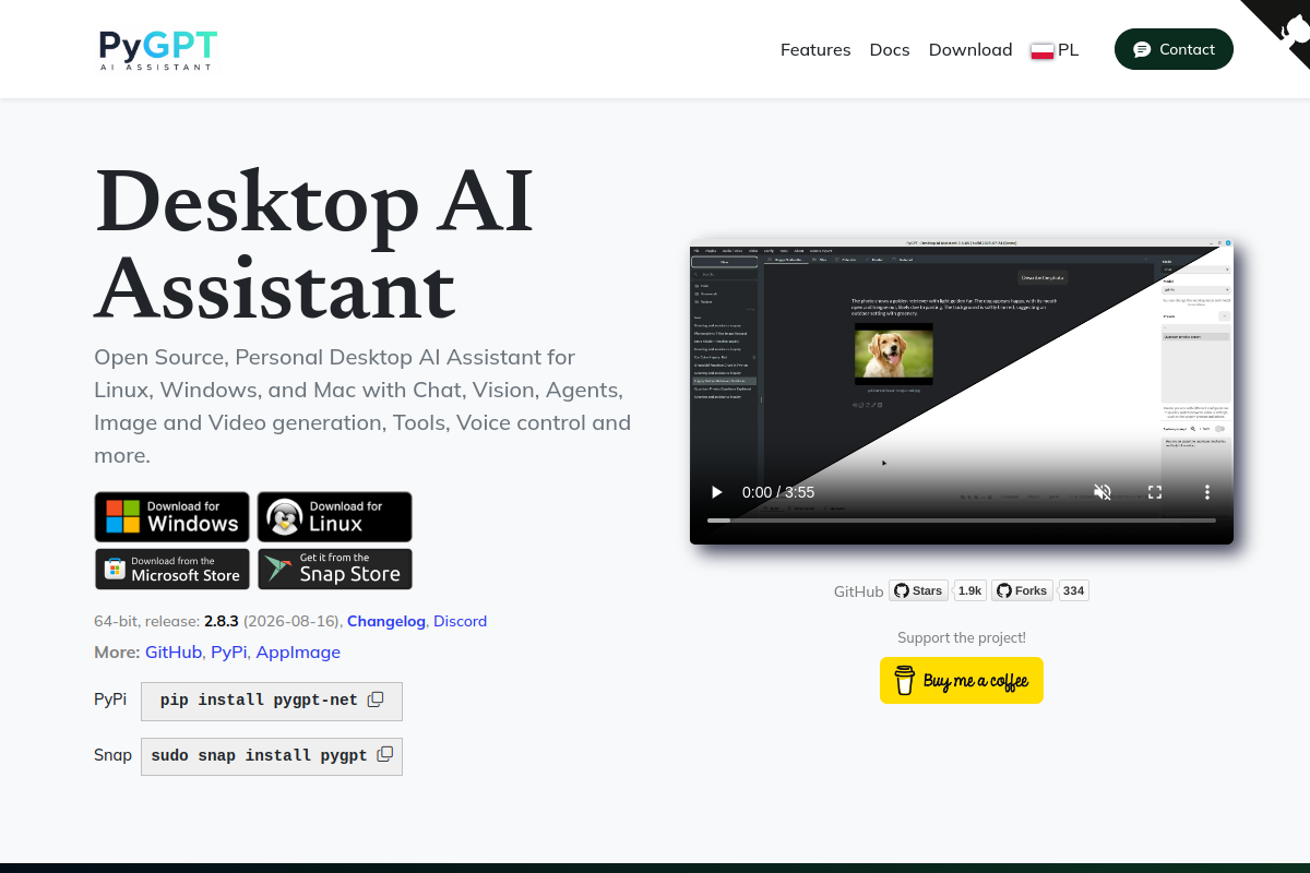 PyGPT website screenshot 1