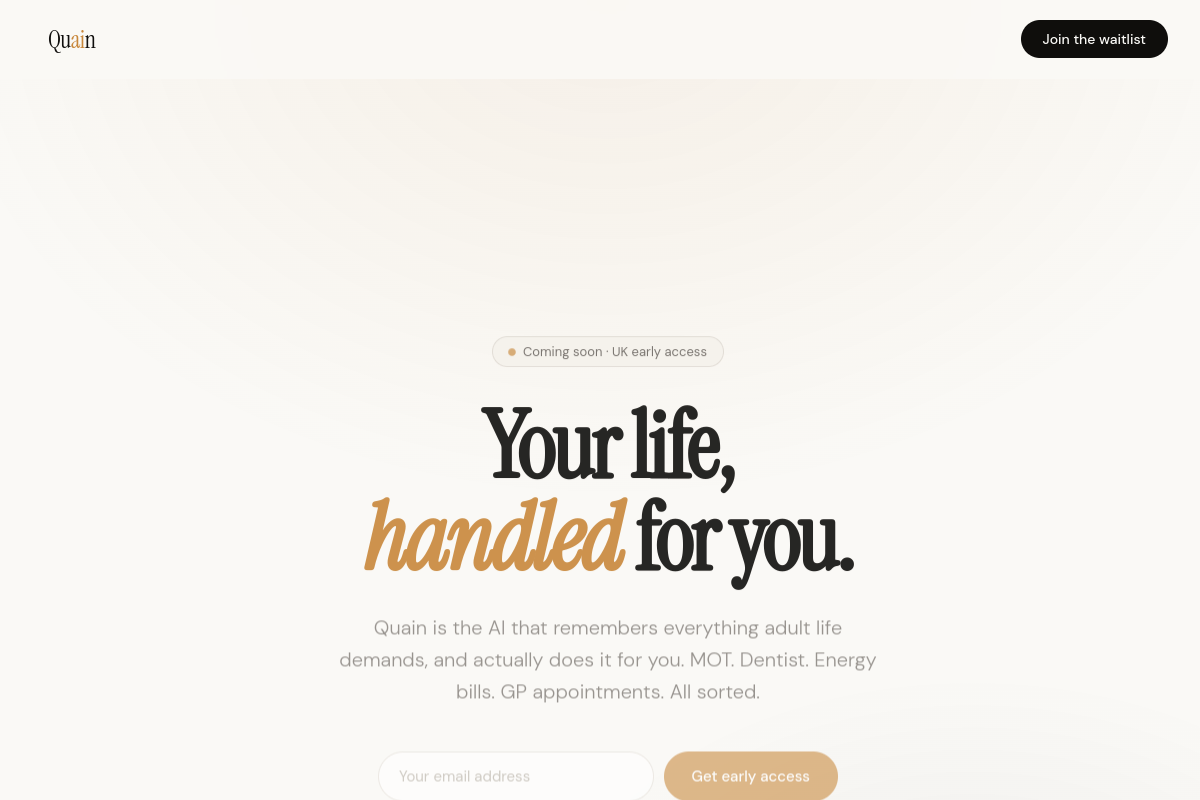 Quain website screenshot