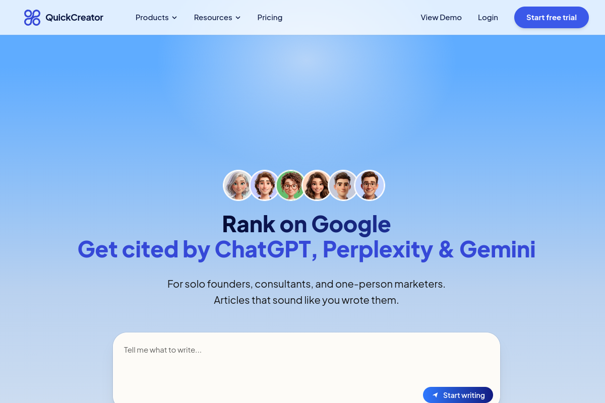 Quick Creator website screenshot 1